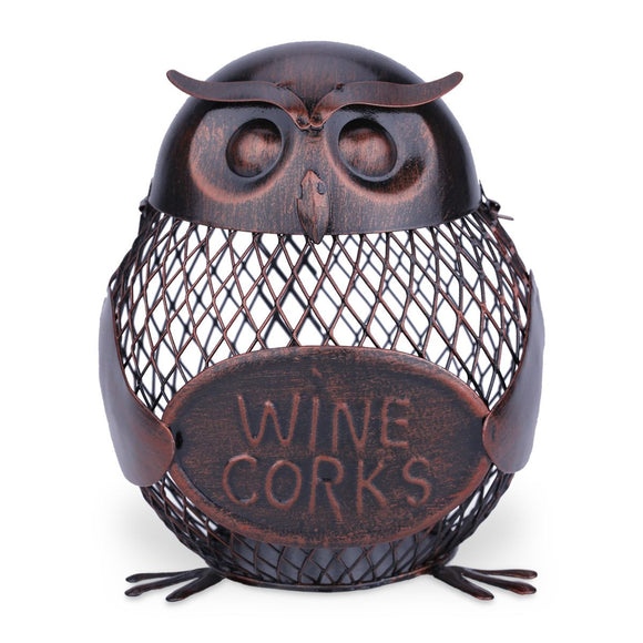TOOARTS Owl mesh winebottle holder  Owl Bottle cork container  Iron art   Practical decoration  Creative sculpture   Creative wine holder  Crafts - Wines Club