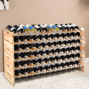 Costway 72 Bottle Wood Wine Rack Stackable Storage 6 Tier Storage Display Shelves - Wines Club