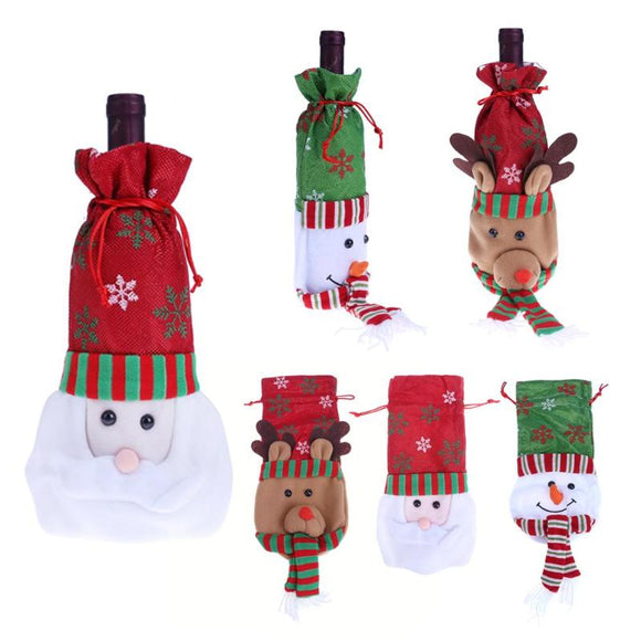 Christmas Wine Bottle Decor Santa Claus Snowman Elk Bottle Cover Clothes Kitchen Decoration for New Year Xmas Dinner Party - Wines Club