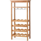 16 Bottles Bamboo Storage Wine Rack with Glass Hanger Horizontally Placed Design Shelf with natural Bamboo Texture HW59431 - Wines Club
