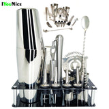 1-14 Pcs/set 600ml 750ml Stainless Steel Cocktail Shaker Mixer Drink Bartender Browser Kit Bars Set Tools With Wine Rack Stand - Wines Club