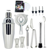 1-14 Pcs/set 600ml 750ml Stainless Steel Cocktail Shaker Mixer Drink Bartender Browser Kit Bars Set Tools With Wine Rack Stand - Wines Club