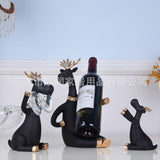 3pcs/set Elk Wine Racks Beer Holder Deer Miniature Figurines Standing Whiskey Red Wine Bottle Holder Cabinet for Wine Home Decor - Wines Club