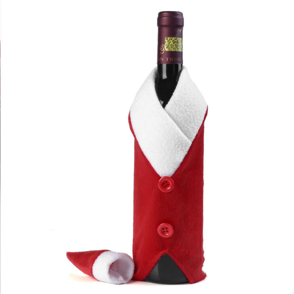 Christmas Red Wine Bottle Covers Clothes With Hats Santa Claus Button Decor Bottle Cover Cap Kitchen Decoration For Dinner Party - Wines Club