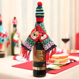 3 Patterns Knitted Tassel Scarf Hat Cap Christmas Red Wine Bottle Cover Decoration Home Party Novelty Great Gifts - Wines Club