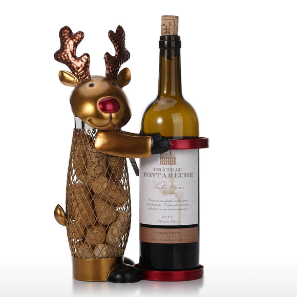 Netted Christmas Elk Wine Rack Animal Wine Holder Cork Container Metal Practical Craft Home Decor - Wines Club