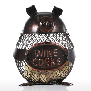 Tooarts Lovely Piggy Wine Cork Container Home Decor Metal Sculpture Animal Craft Gift - Wines Club