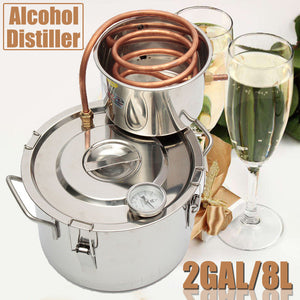 2GAL/8L ALCOHOL STAINLESS DISTILLER BREW KIT HOME MOONSHINE WINE MAKING BOILER - Wines Club