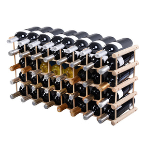 Costway Wood Wine Rack Stackable Storage Storage Display Shelves (40-Bottle) - Wines Club