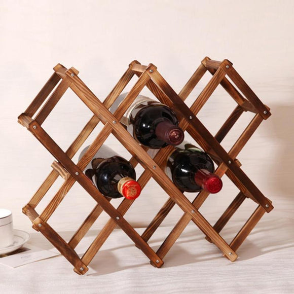 Wooden Red Wine Rack 3/10 Bottle Holder Mount Kitchen Bar Display Shelf Folding Wood Wine Rack Alcohol Drink Bottle Holders - Wines Club
