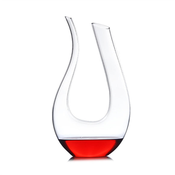 U Shape Lead-Free Premium Crystal Glass Wine Carafe Crystal Clear Wine Aerator Glass Bottle Grade B 1500ML - Wines Club