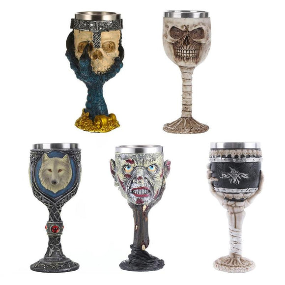 Coolest Gothic Resin Skull Goblet Retro Claw Wine Glass Cocktail Glasses E5M1 - Wines Club