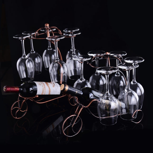 Iron Chariot Wine Rack Wine Cup Holder Home Furnishing Ornaments  - Bronze - Wines Club