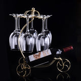 Iron Chariot Wine Rack Wine Cup Holder Home Furnishing Ornaments  - Bronze - Wines Club