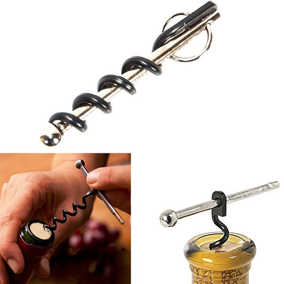 Camping Red Wine EDC Twist Stick Corkscrew Stainless Steel Cork Bottle Puller Opener Champagne Stopper Keychain - Wines Club