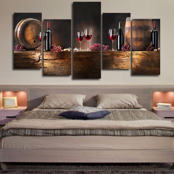 5Pcs/set Panel Large HD Printed Canvas Print Painting Casks Wine Home Decoration Wall Pictures for Living Room Wall Art on Canvas - Wines Club