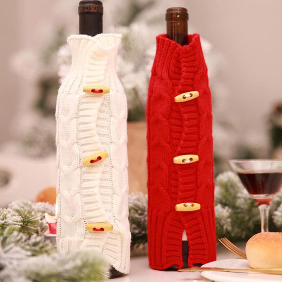 Christmas Party Decoration Red Wine Bottle Cover Sweater Wrap Xmas Dinner Table Decoration for Christmas Party supplies - Wines Club