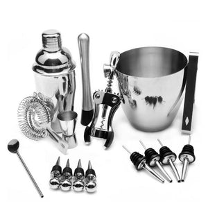 16pcs/set Stainless Steel Cocktail Shaker Mixer Wine Martini Boston Shaker For Bartender Drink Party Bar Tools 550ML/750ML E5M1 - Wines Club