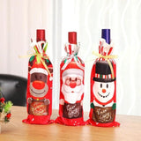 3 Pcs Red Christmas Wine bottle Cove Decoration Home Party Santa Claus Christmas Packaging Christmas Home Table Decoration - Wines Club