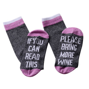 "If you can read this, please bring more wine" Letter Printed Blending Socks for Men - Wines Club