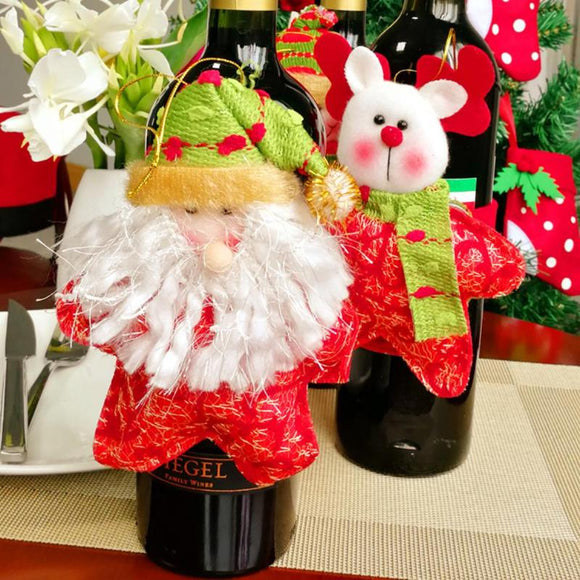 3pcs Santa Claus Snowman Deer Red Wine Bottle Cover Christmas Xmas Decoration for Home New Year Supplies - Wines Club