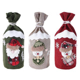 Santa Claus Gift Bag Cartoon Snowman Christmas Red Wine Bottle Cover Bag Xmas Table Dinner Decoration Candy Bag Pouch - Wines Club